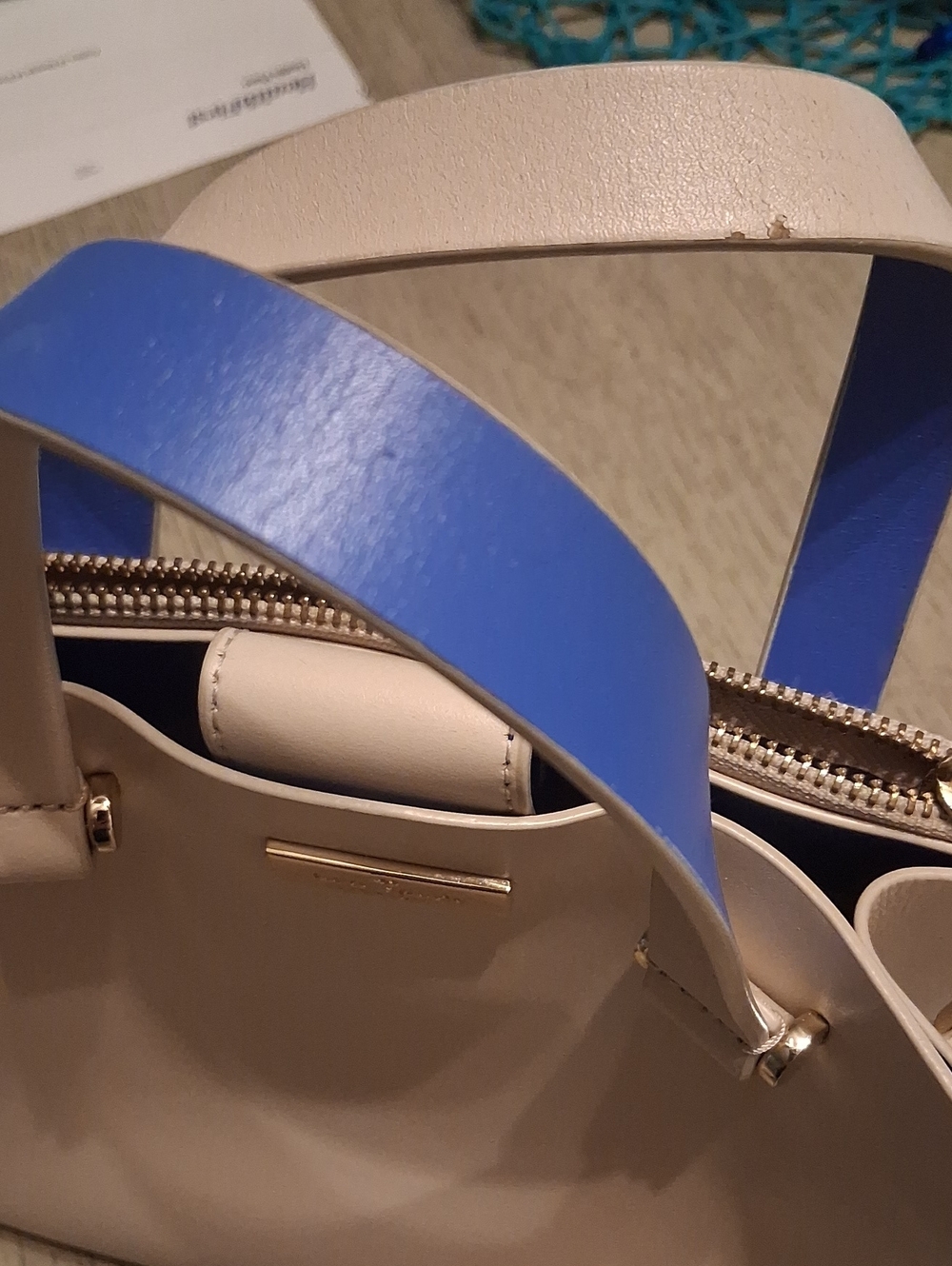 kate spade Cream & Blue Trim Purse.  NO BUNDLE DISCOUNT. FIRM PRICE - Picture 11 of 12